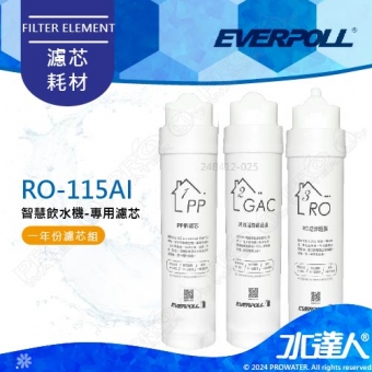 EVERPOLL  RO-115AI/RO115AI 桌上型智慧飲水機 RO逆滲透/純水機/RO機│專用一年份替換濾心│RO-AI-1Y